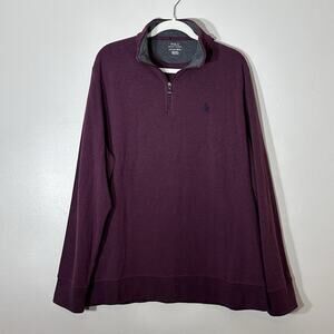 Polo Ralph Lauren Quarter Zip Long Sleeve Pullover Mens XL Maroon